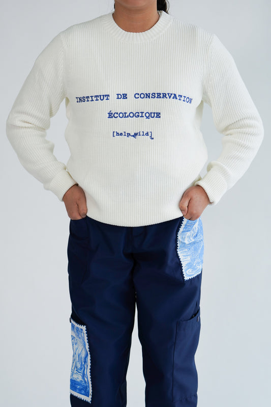 French Institute Knit Sweater - White