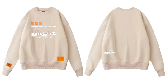 Polar Bear Endangered Species sweater or sweatshirt made of organic cotton in the streetwear style with the phrase Amidst The Chaos Don't Forget The Animals