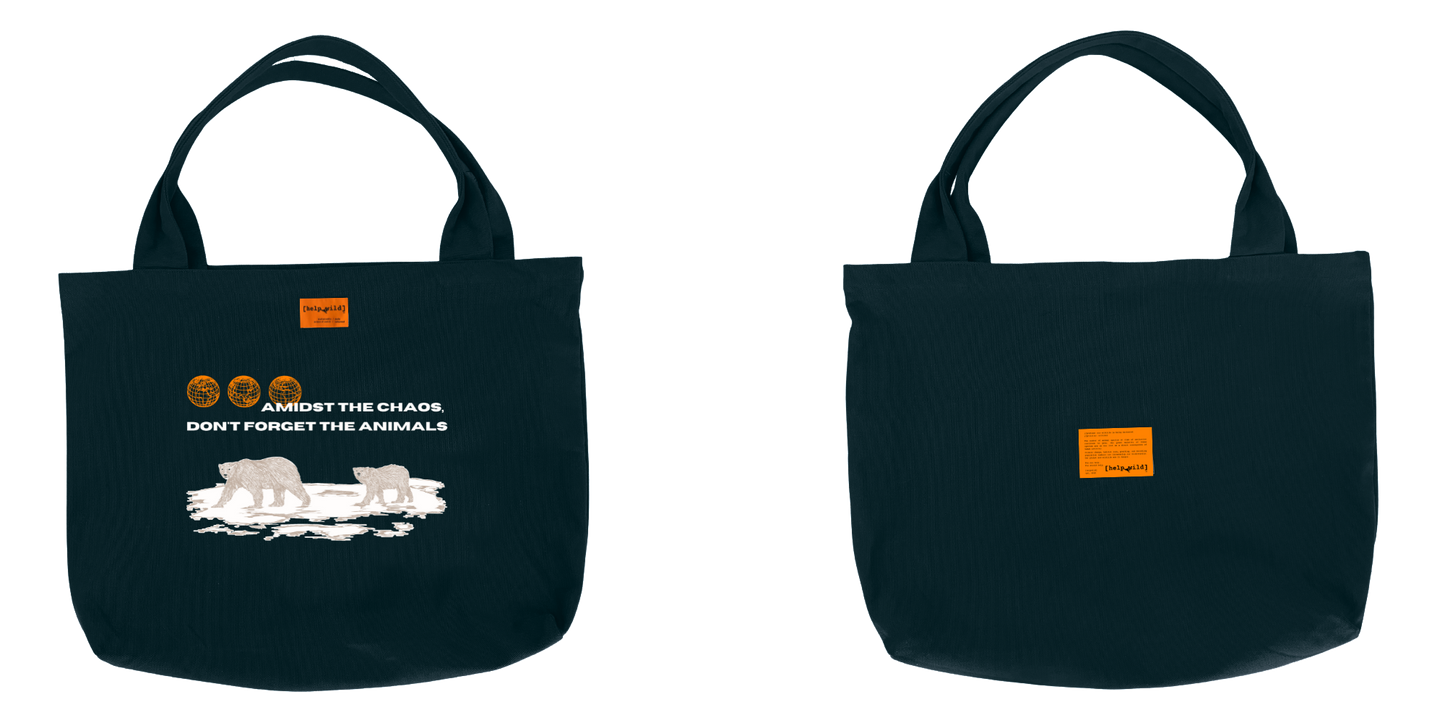 XL Tote Bag - Polar Bear - Black
