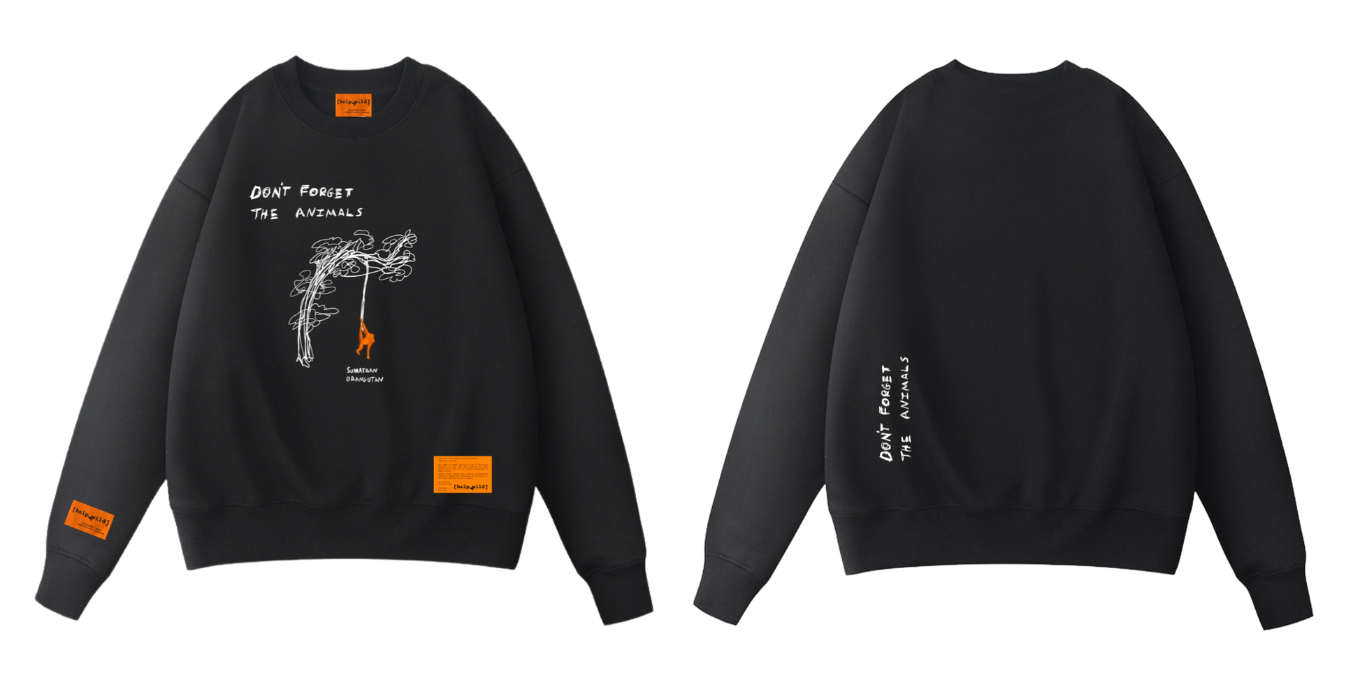 Blue Orangutan Endangered Species sweater made of organic cotton in the streetwear style with the phrase Don't Forget The Animals