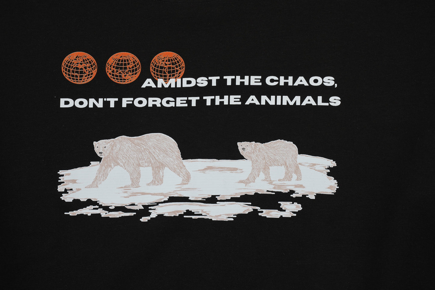 Polar Bear Endangered Species sweater or sweatshirt made of organic cotton in the streetwear style with the phrase Amidst The Chaos Don't Forget The Animals