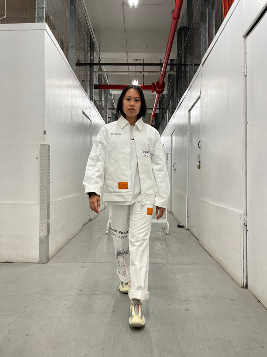 Twill Work Jacket - Orangutan - White