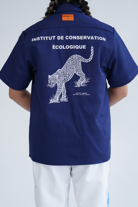 Short Sleeve Work Shirt - Leopard Institute - Navy